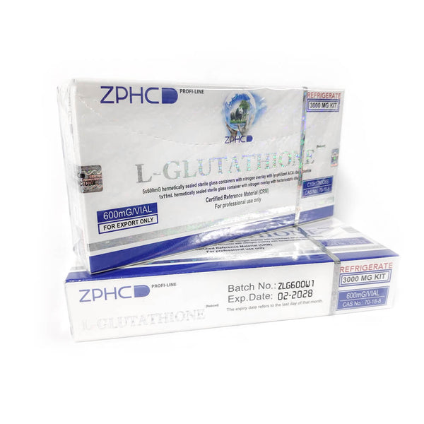 Zphc L-Glutathione 3000 mg Kit 5×600 mg Vials + Diluent - ZPHC orijinal peptid takviyesi